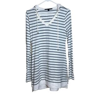 White House Black Market Striped Hooded V-neck Mini Dress Size Small